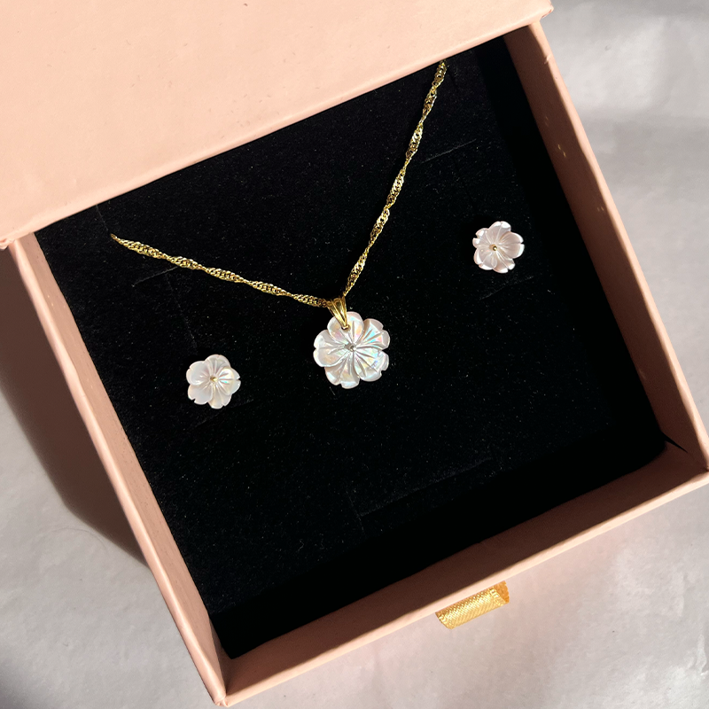 Peony Kolye Ve Küpe Set