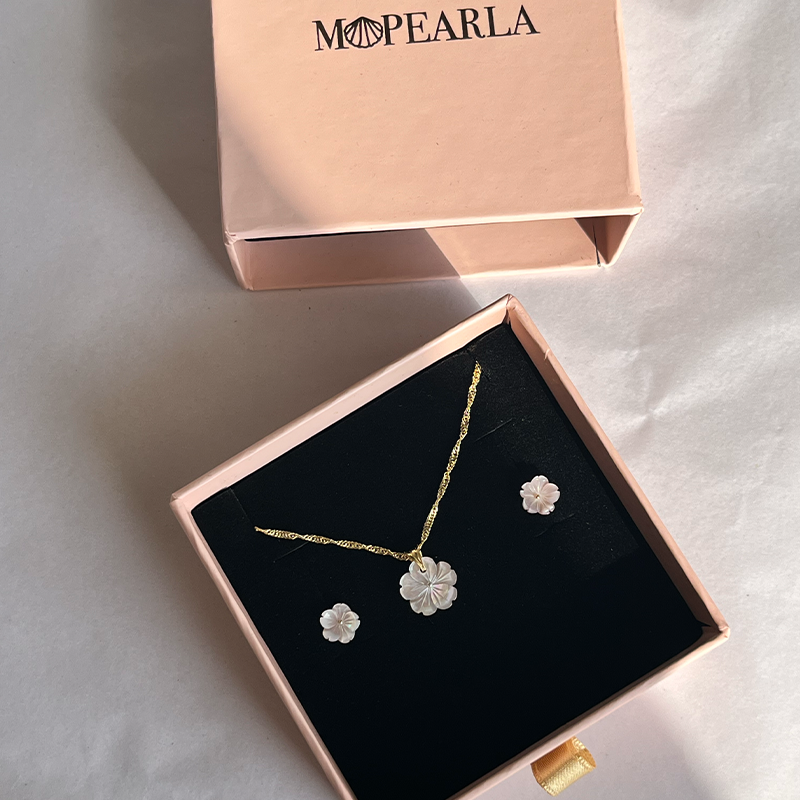 Peony Kolye Ve Küpe Set