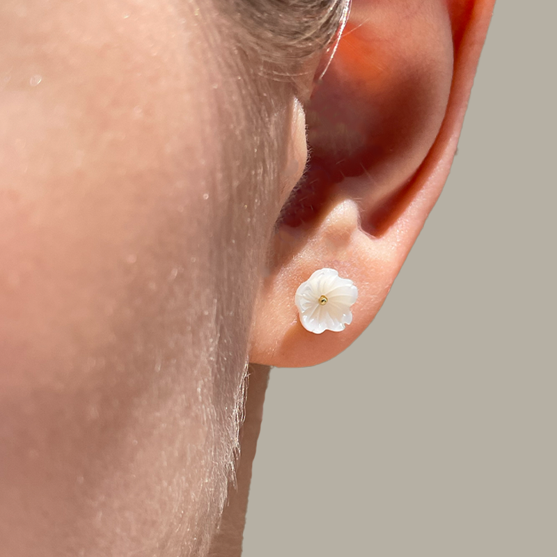 Peony Beyaz Kolye Ve Küpe Set