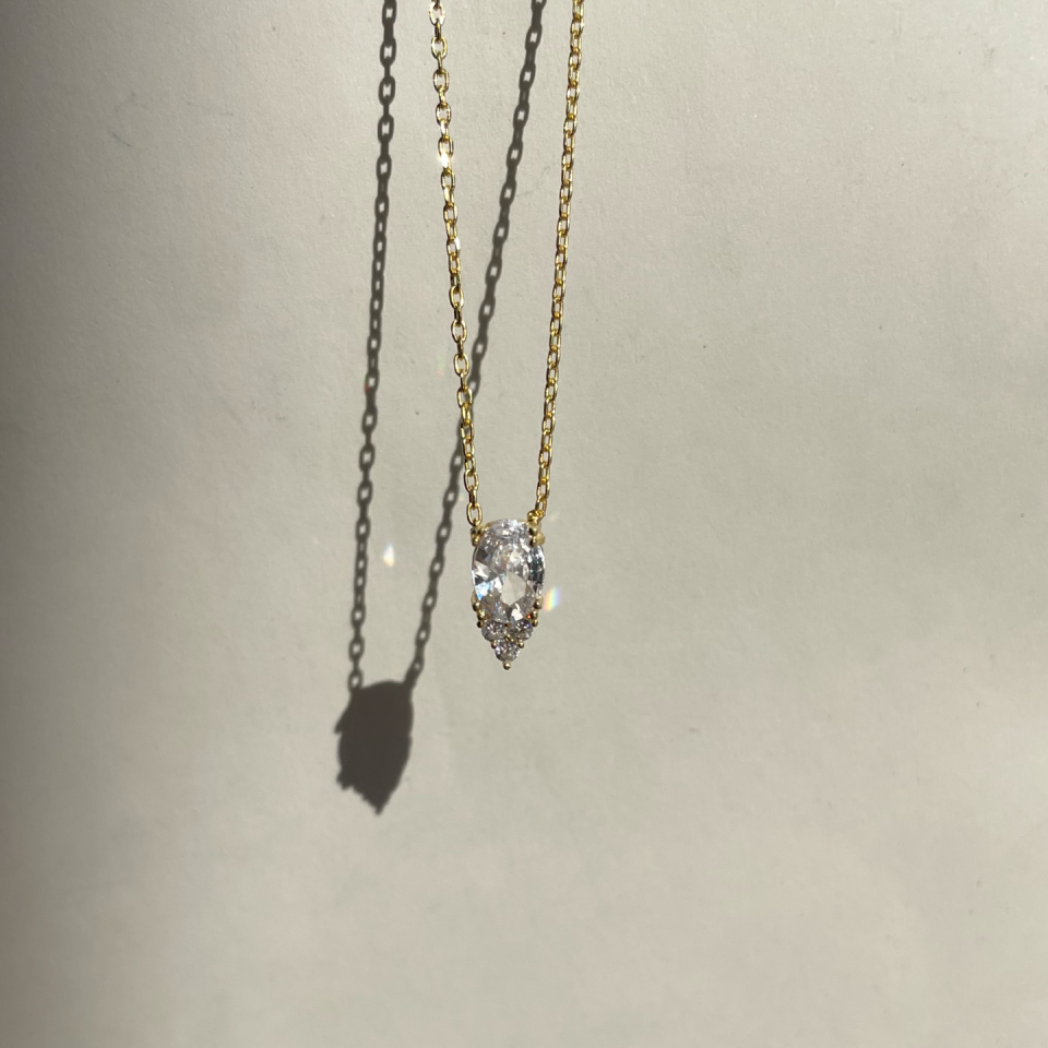 925 Tektaş Damla Kolye