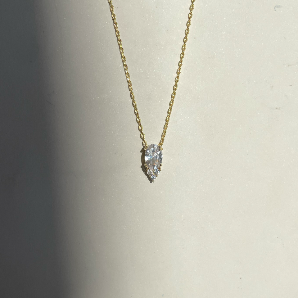 925 Tektaş Damla Kolye