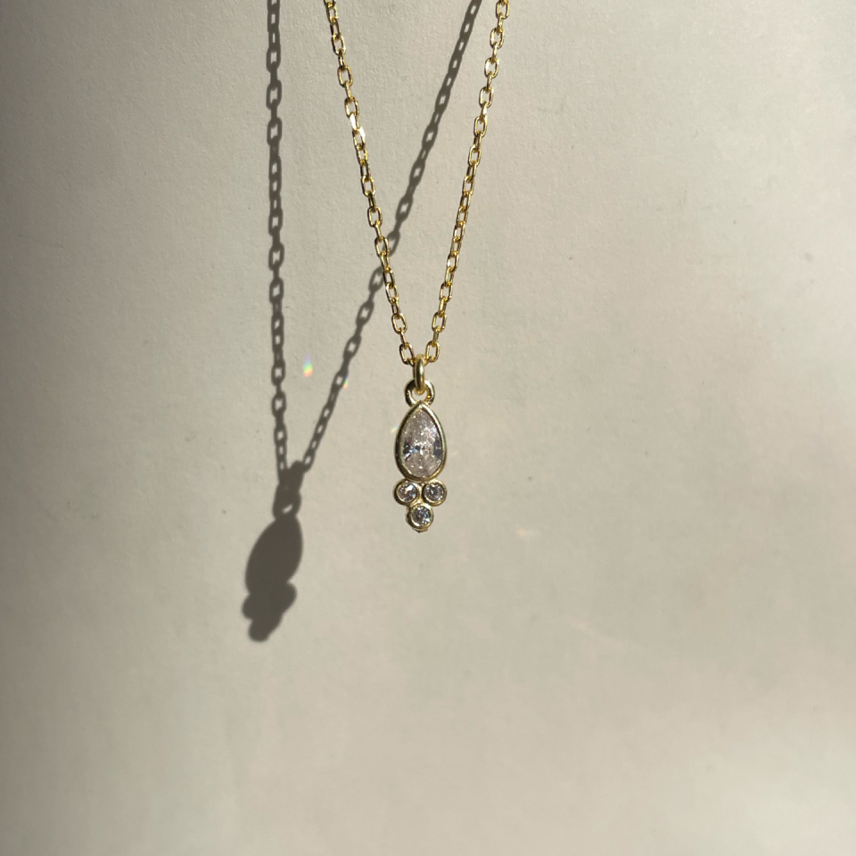 925 Mix Taşlı Damla Kolye