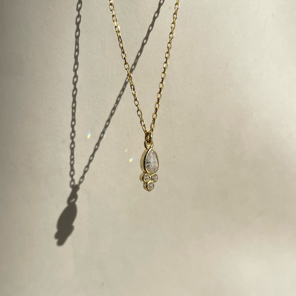 925 Mix Taşlı Damla Kolye