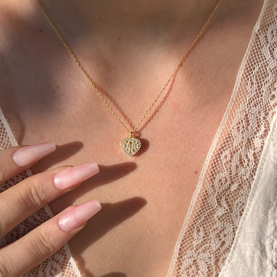 925 Mix Taşlı Kalp Kolye