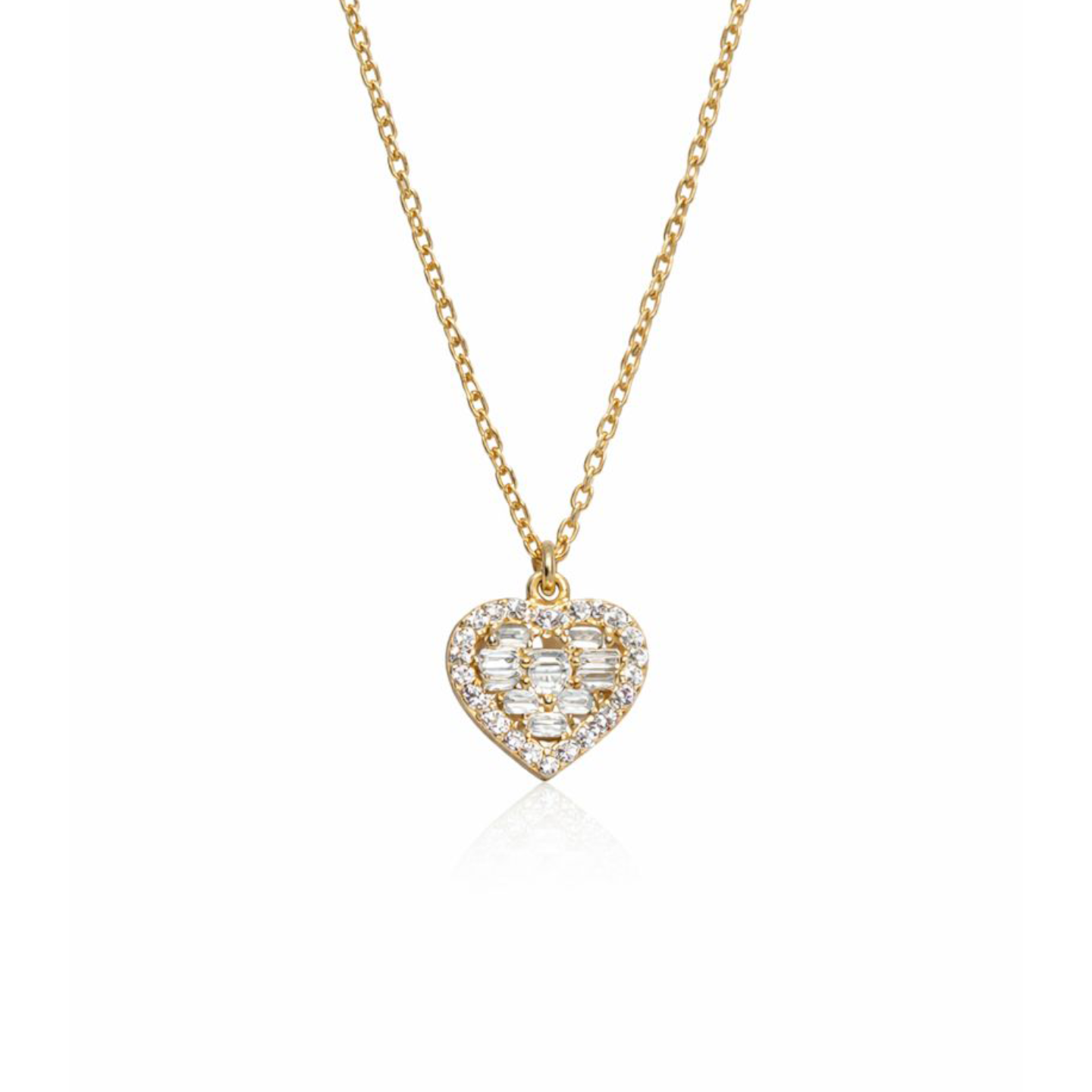 925 Mix Taşlı Kalp Kolye Gold