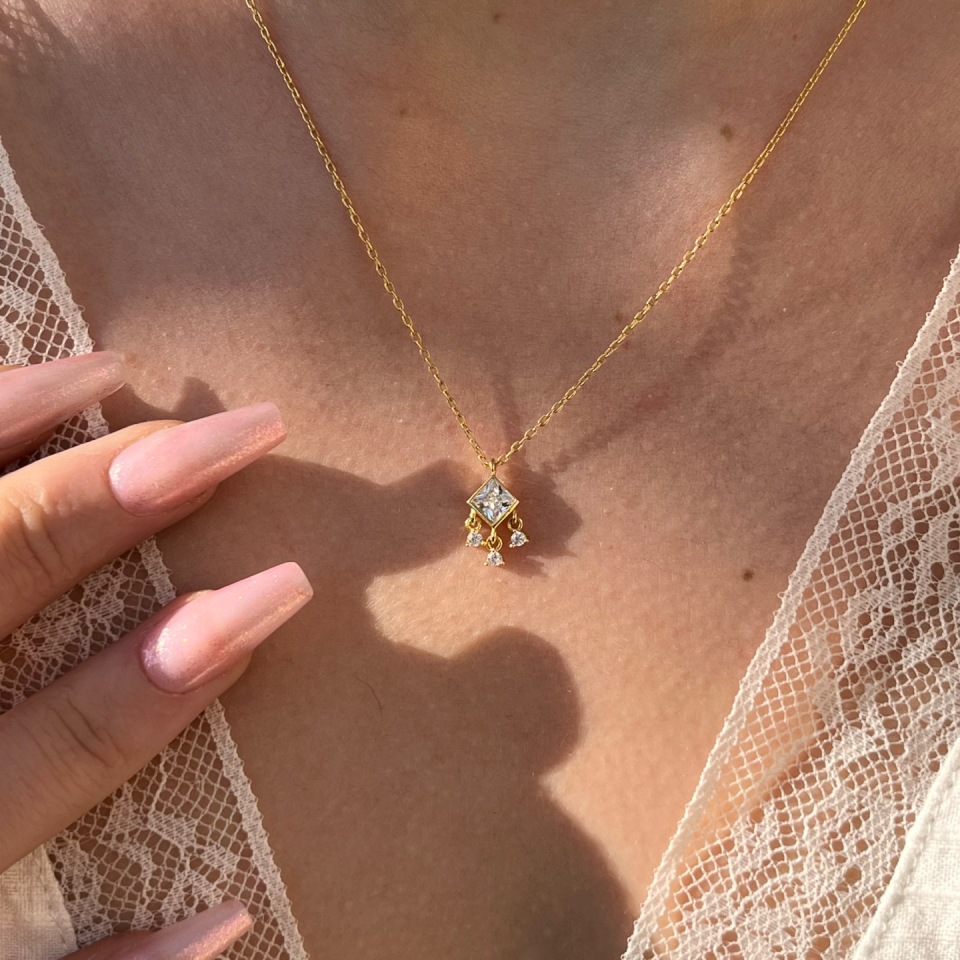 925 Tektaş Sarkıt Kolye