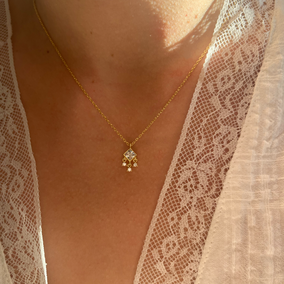 925 Tektaş Sarkıt Kolye