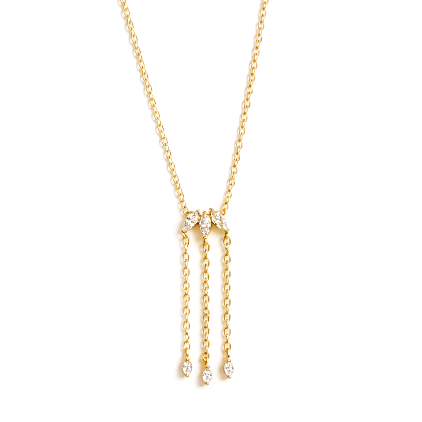 925 Üçtaş Sarkıt Kolye Gold