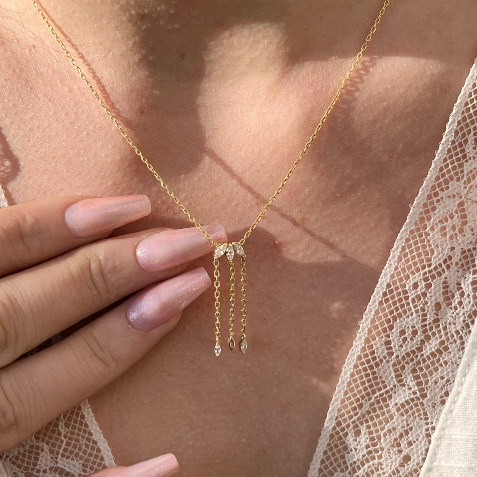 925 Üçtaş Sarkıt Kolye