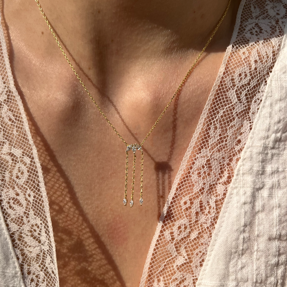 925 Üçtaş Sarkıt Kolye