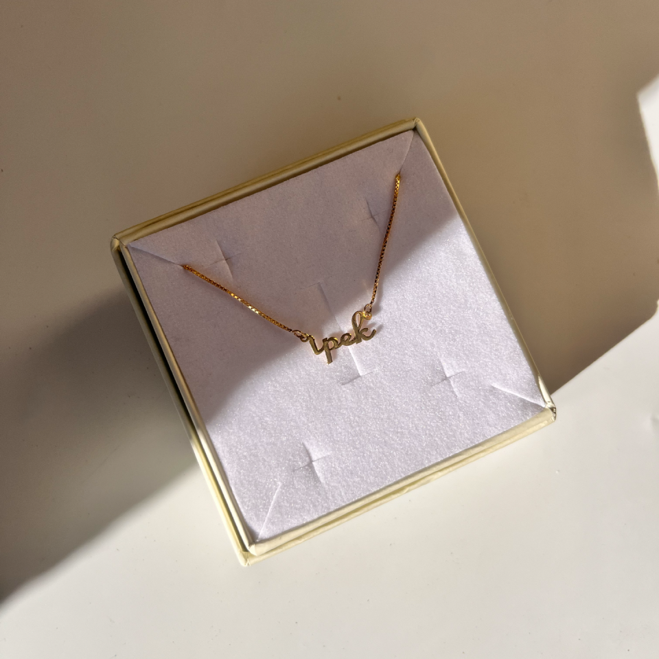 925 El Yazısı İsim Kolye Gold
