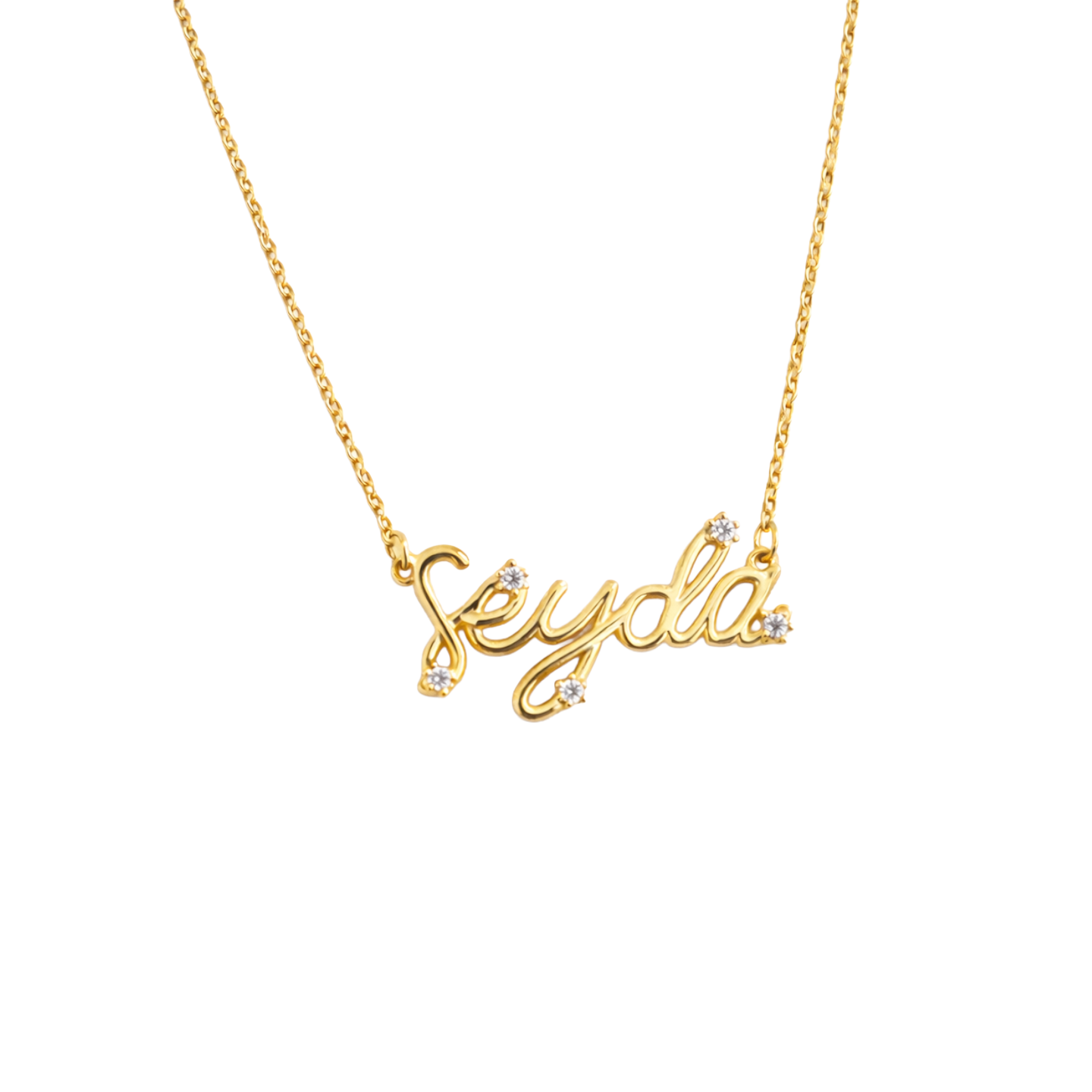 925 3 Boyutlu El Yazısı Taşlı Kolye