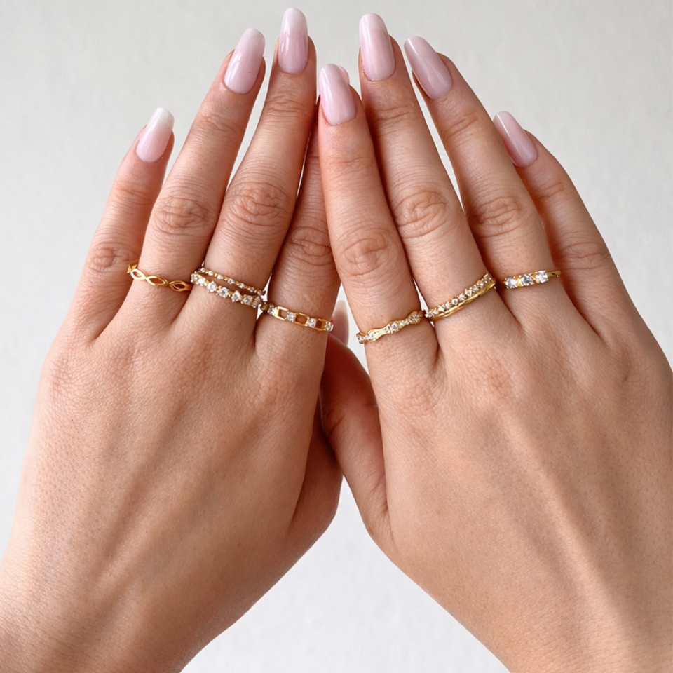 925 İnce Sıralı Taşlı Yüzük